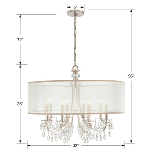 Hampton 8 Light Drum Shade Antique Brass Chandelier 5628-AB