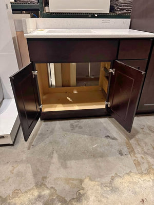 60” Bathroom Vanity Set with 42” Base and 18" Linen Tower – Espresso Shaker with Quartz Top