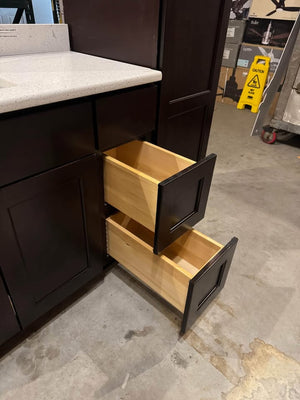 60” Bathroom Vanity Set with 42” Base and 18" Linen Tower – Espresso Shaker with Quartz Top