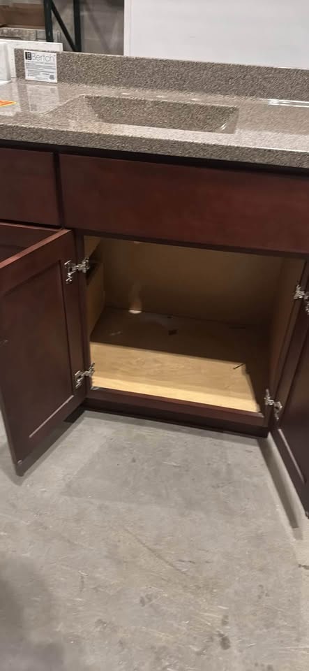 36″ JSI Shaker Bathroom Vanity with Bertch Solid Surface Top – Mocha Finish – Single Sink