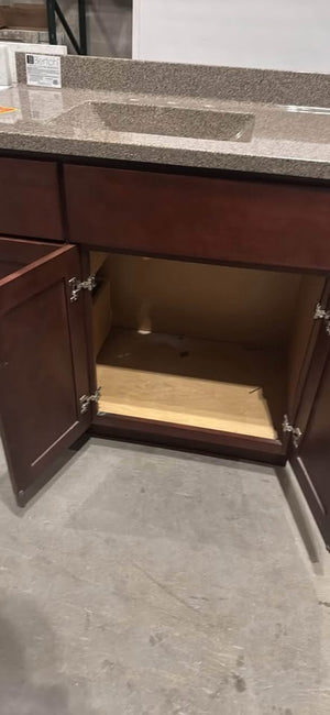 36″ JSI Shaker Bathroom Vanity with Bertch Solid Surface Top – Mocha Finish – Single Sink