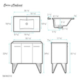 Annecy 36 Single, Glossy White, Two Doors, One Drawer, Bathroom Vanity