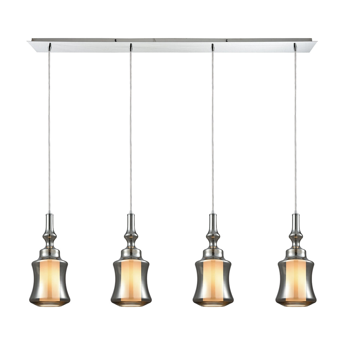 Elk 56503/4LP Alora 4-Light Linear Pendant Fixture in Chrome with Smoke-plated and Opal White Glass