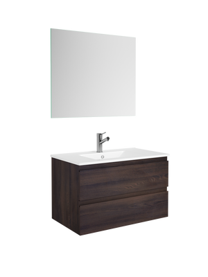 DAX Pasadena Engineered Wood and Porcelain Onix Basin Vanity Cabinet, 32", Wenge DAX-PAS013213-ONX