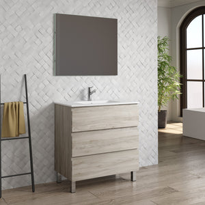 DAX Costa Engineered Wood and Porcelain Basin Single Vanity Cabinet, 36", Pine DAX-COS013612-ONX