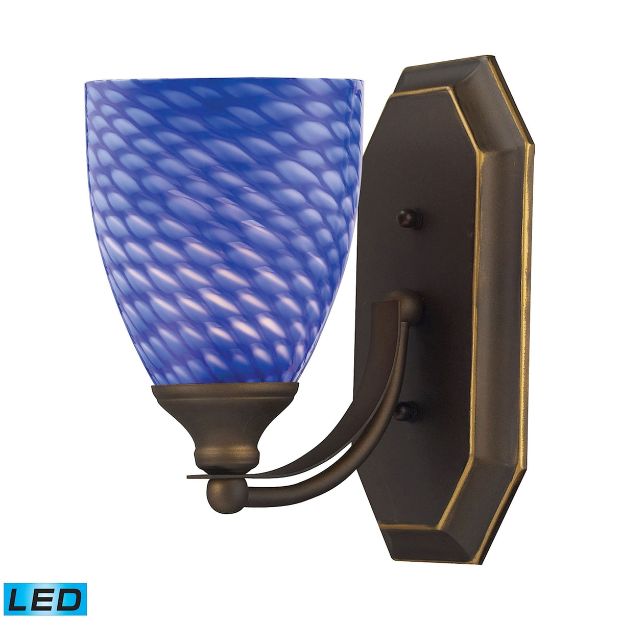 Elk 570-1B-S-LED Mix-N-Match Vanity 1-Light Wall Lamp in Aged Bronze with Sapphire Glass - Includes LED Bulb