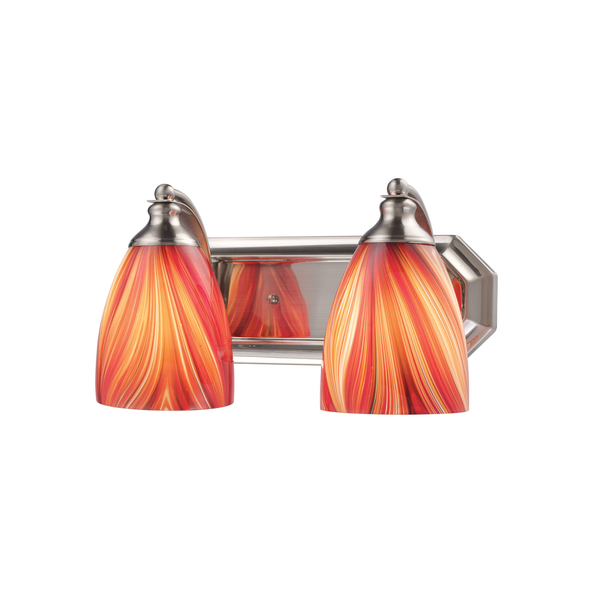 Elk 570-2N-M Mix-N-Match Vanity 2-Light Wall Lamp in Satin Nickel with Multi-colored Glass