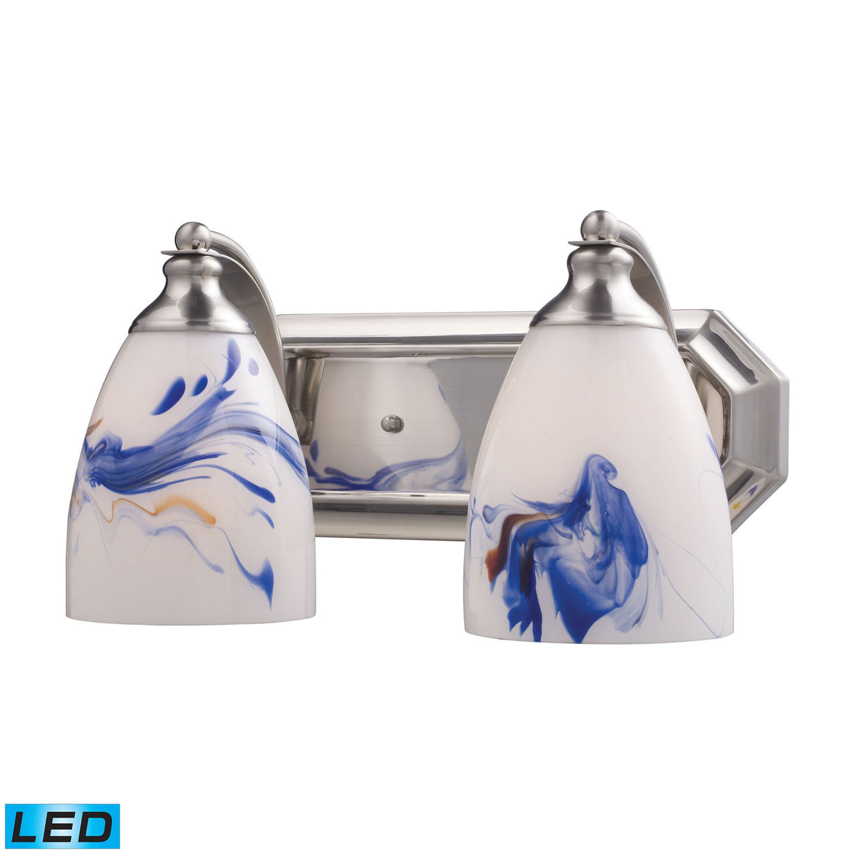 Elk 570-2N-MT-LED Mix-N-Match Vanity 2-Light Wall Lamp in Satin Nickel with Mountain Glass - Includes LED Bulbs