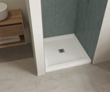 MAAX 420000-541-001-100 B3Square 3636 Acrylic Alcove Shower Base in White with Anti-slip Bottom with Center Drain