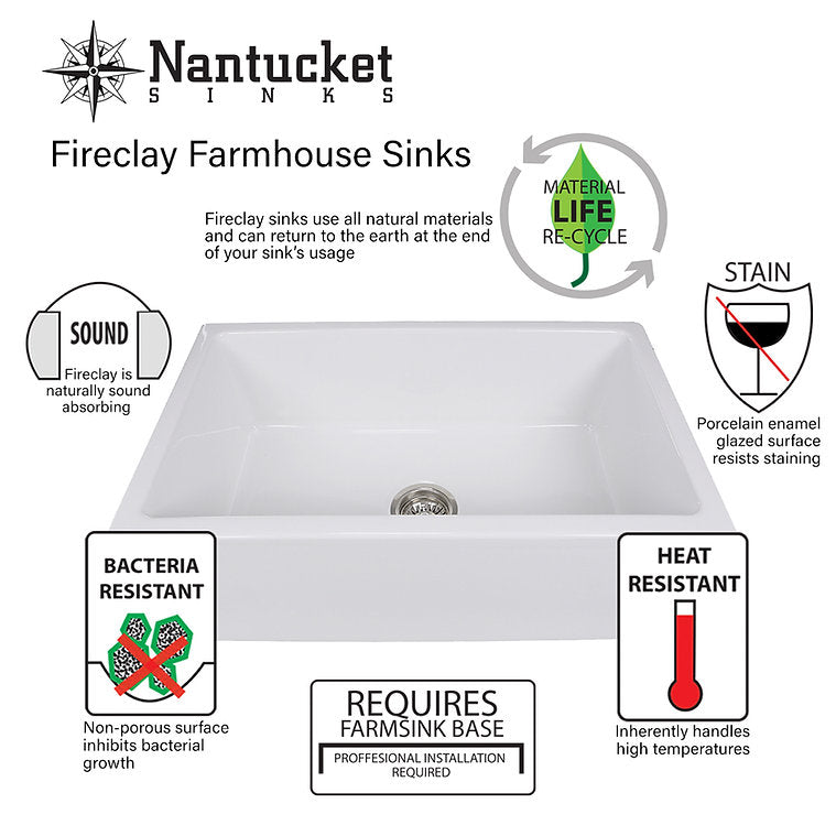 Nantucket Sinks FCFS4718-MBL 47.25 Inch Farmhouse Apron Fireclay Sink