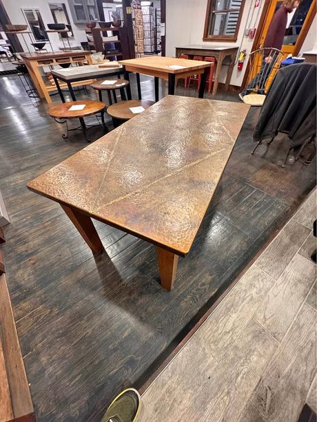 Material Couture 72” Hand-Hammered Copper Dining Table / Writing Desk / Kitchen Island
