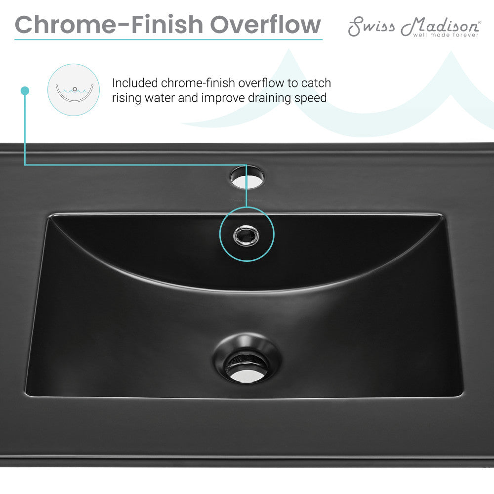 24" Vanity Top Bathroom Sink in Matte Black