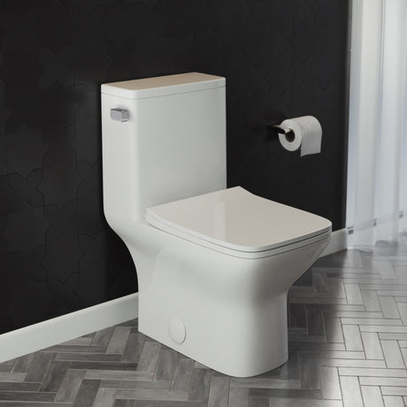 Carre One Piece Square Toilet Left Side Flush, 10” Rough-In 1.28 gpf