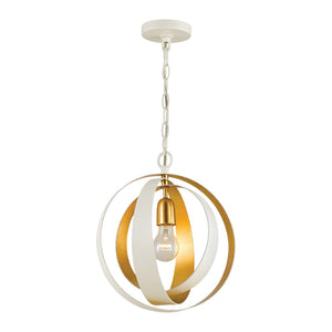 Luna 1 Light Matte White + Antique Gold Sphere Mini Pendant 580-MT-GA