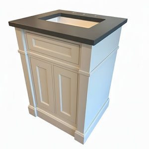 24" Avery Grey Vanity with 26" Charcoal Soapstone Quartz Top & White Basin