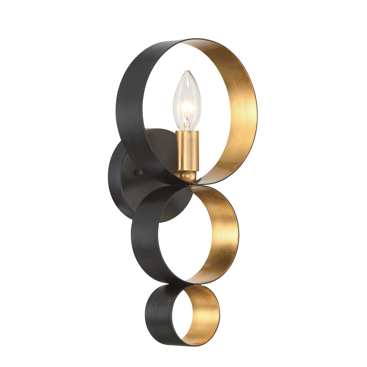 Luna 1 Light English Bronze + Antique Gold Sphere Sconce 581-EB-GA