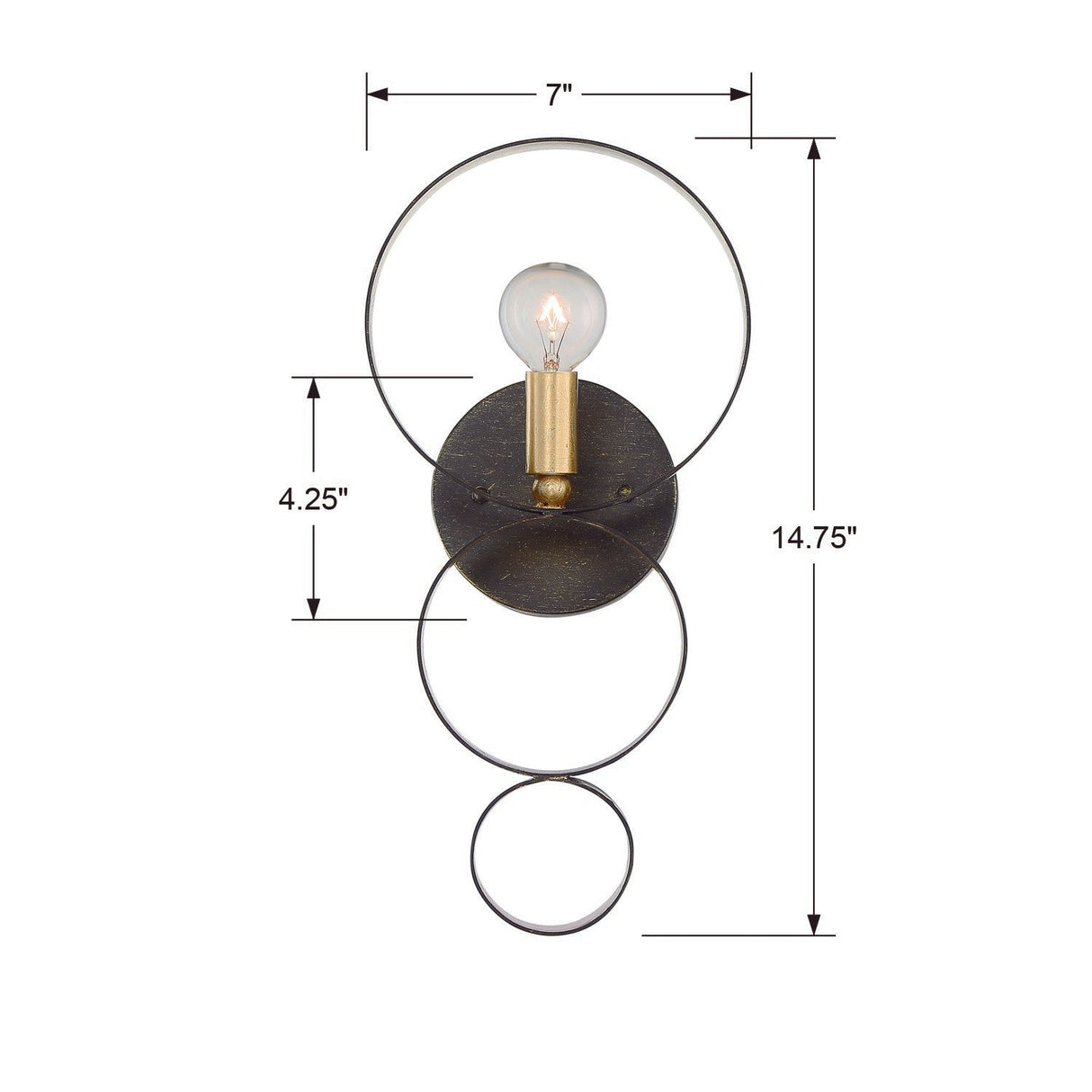 Luna 1 Light English Bronze + Antique Gold Sphere Sconce 581-EB-GA