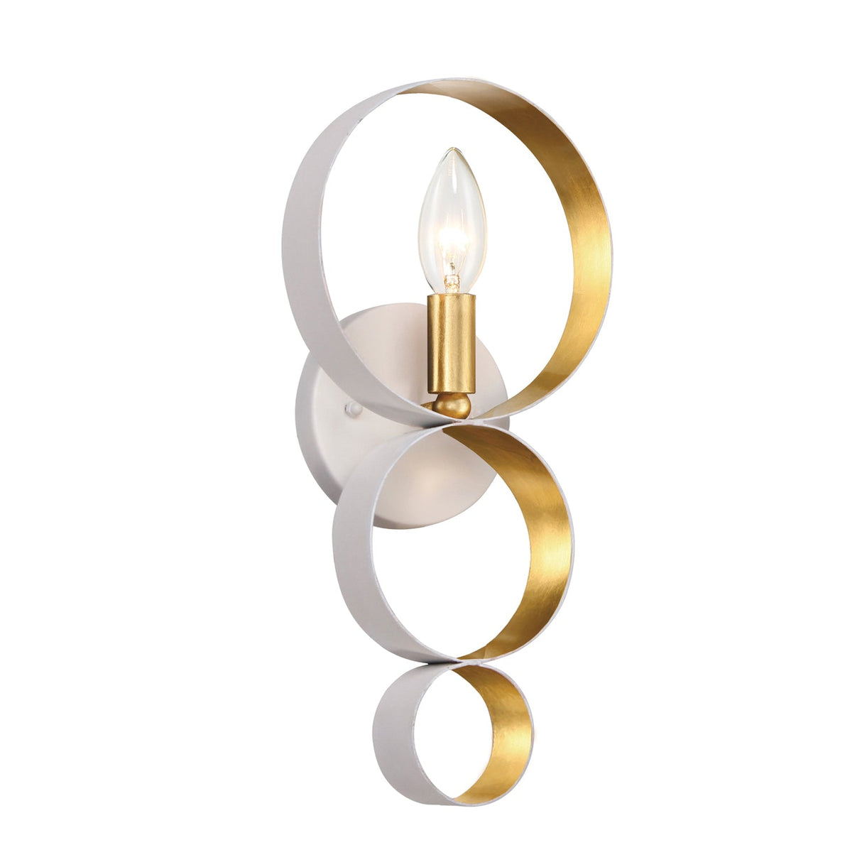 Luna 1 Light Matte White + Antique Gold Sphere Sconce 581-MT-GA