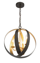 Luna 4 Light English Bronze + Antique Gold Sphere Mini Chandelier 584-EB-GA