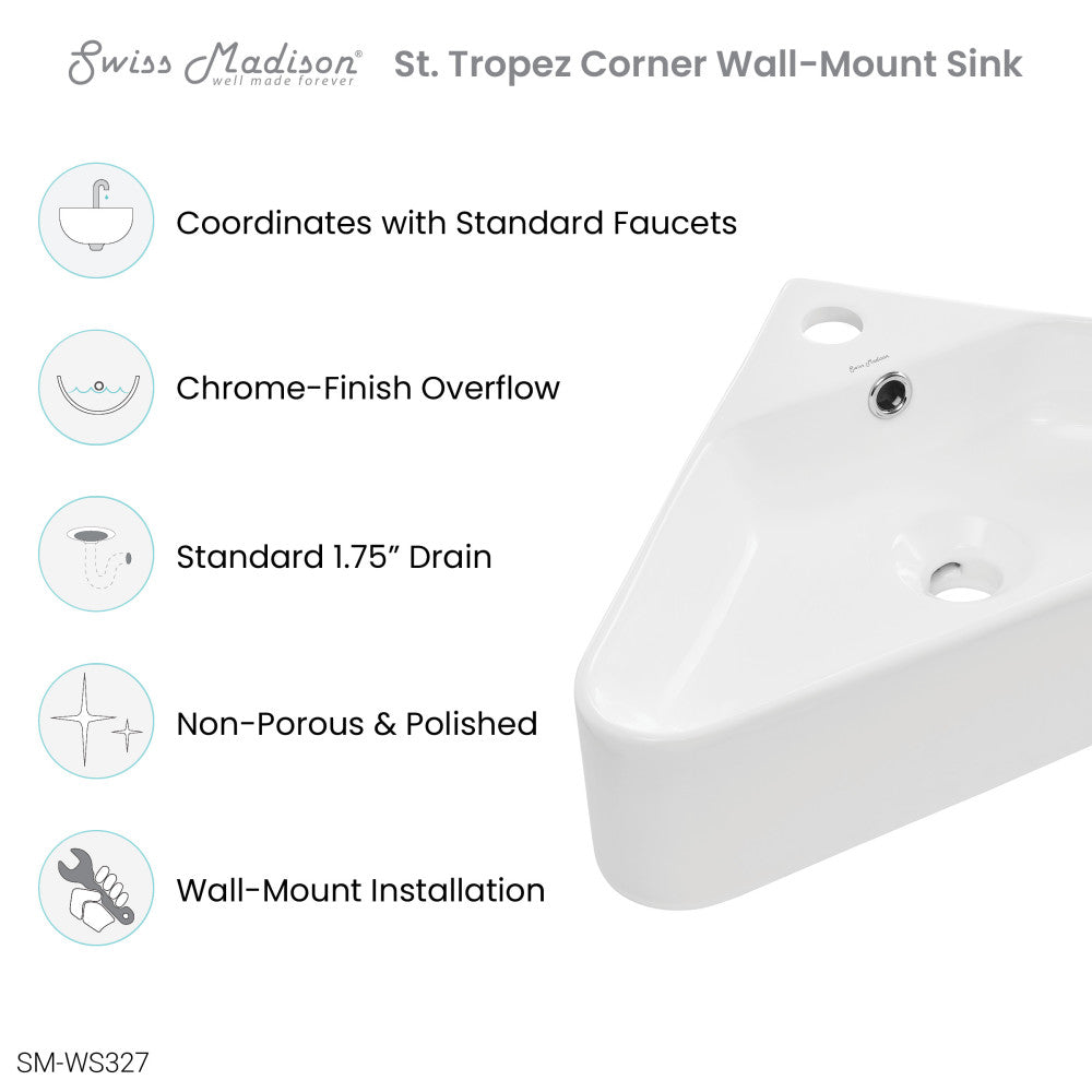 St Tropez Corner Wall Hung Sink