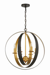 Luna 6 Light English Bronze + Antique Gold Sphere Large Chandelier 585-EB-GA