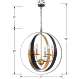 Luna 6 Light English Bronze + Antique Gold Sphere Large Chandelier 585-EB-GA