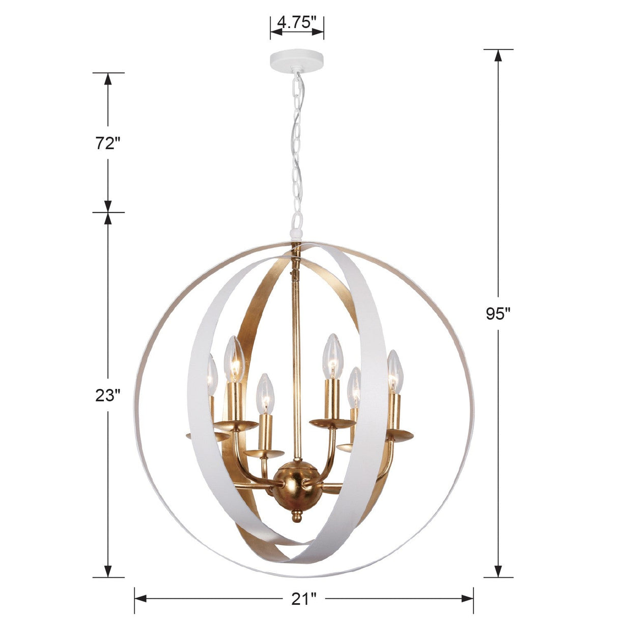 Luna 6 Light English Bronze + Antique Gold Sphere Large Chandelier 585-EB-GA