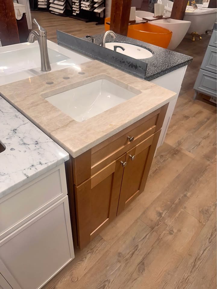 24" Cabtec Salted Caramel Vanity with Taj Mahal Top