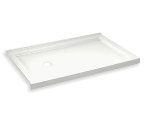 MAAX 410004-502-001-001 B3Round 6030 Acrylic Corner Left Shower Base in White with Left-Hand Drain