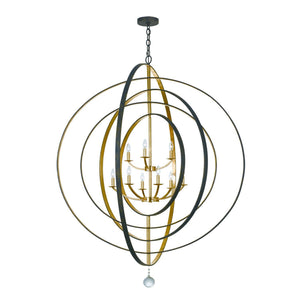 Luna 9 Light English Bronze + Antique Gold Chandelier 587-EB-GA