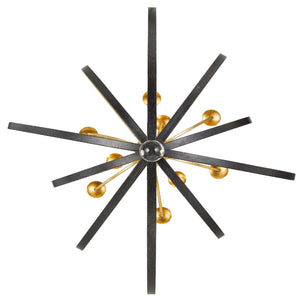 Luna 9 Light English Bronze + Antique Gold Chandelier 587-EB-GA