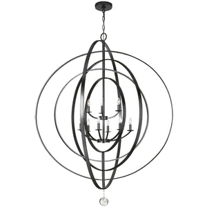 Luna 9 Light English Bronze + Antique Gold Chandelier 587-EB-GA