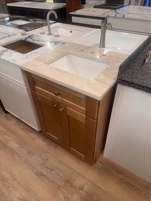 24" Cabtec Salted Caramel Vanity with Taj Mahal Top