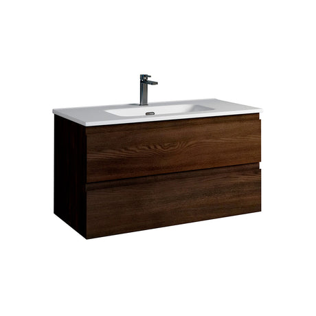 DAX Pasadena Engineered Wood and Porcelain Basin Single Vanity Cabinet, 36", Wenge DAX-PAS013613-ONX