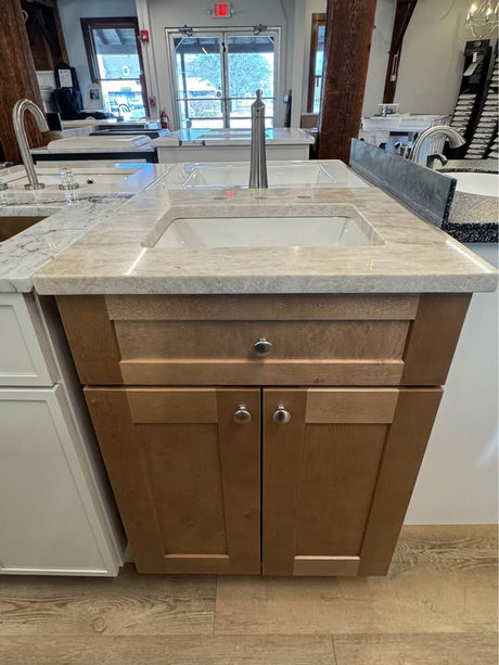 24" Cabtec Salted Caramel Vanity with Taj Mahal Top