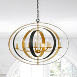 Luna 8 Light English Bronze + Antique Gold Oval Chandelier 588-EB-GA