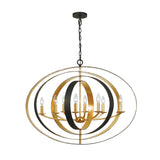 Luna 8 Light English Bronze + Antique Gold Oval Chandelier 588-EB-GA