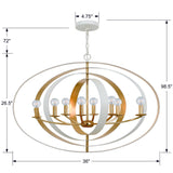 Luna 8 Light English Bronze + Antique Gold Oval Chandelier 588-EB-GA