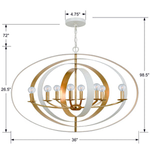 Luna 8 Light English Bronze + Antique Gold Oval Chandelier 588-EB-GA