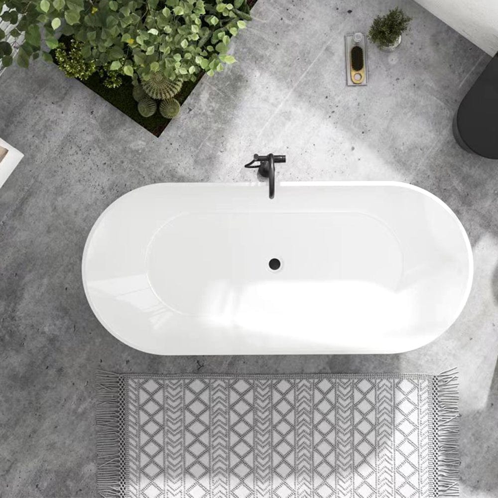 New England Home Goods 59″ Portland Freestanding Slipper Bathtub - Matte White
