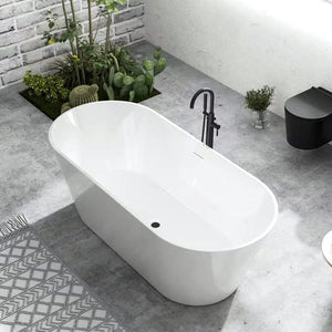 New England Home Goods 59″ Portland Freestanding Slipper Bathtub - Matte White