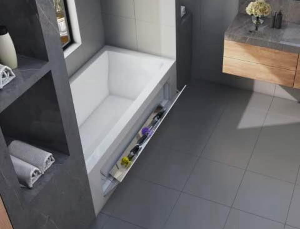 PREMIUM Americh Kent 6030 Alcove Right-Hand Soaker Bathtub w/ 3-Sided Flange + Apron Storage – White