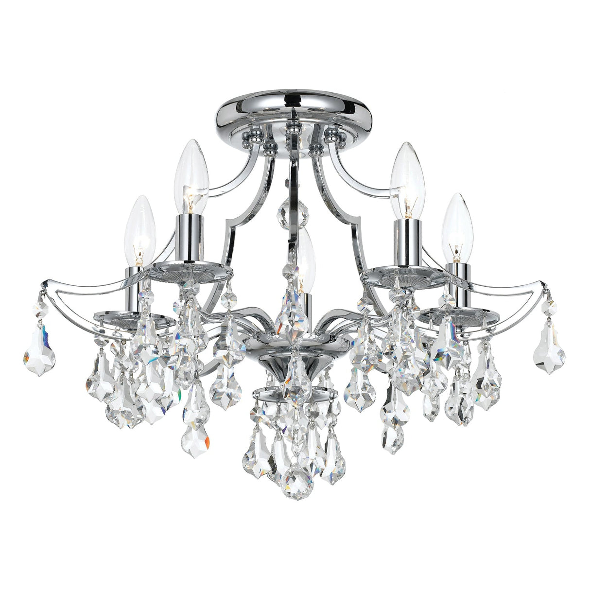 Cedar 5 Light Swarovski Strass Crystal Polished Chrome Semi Flush Mount 5930-CH-CL-S