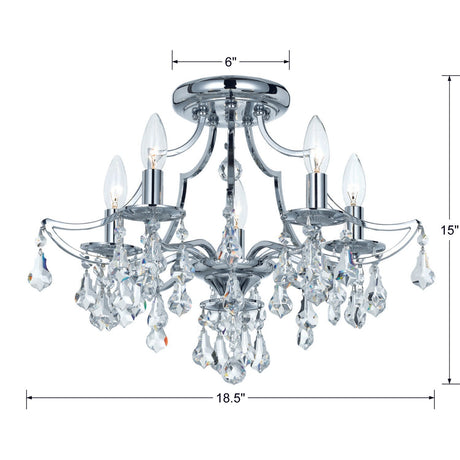 Cedar 5 Light Swarovski Strass Crystal Polished Chrome Semi Flush Mount 5930-CH-CL-S