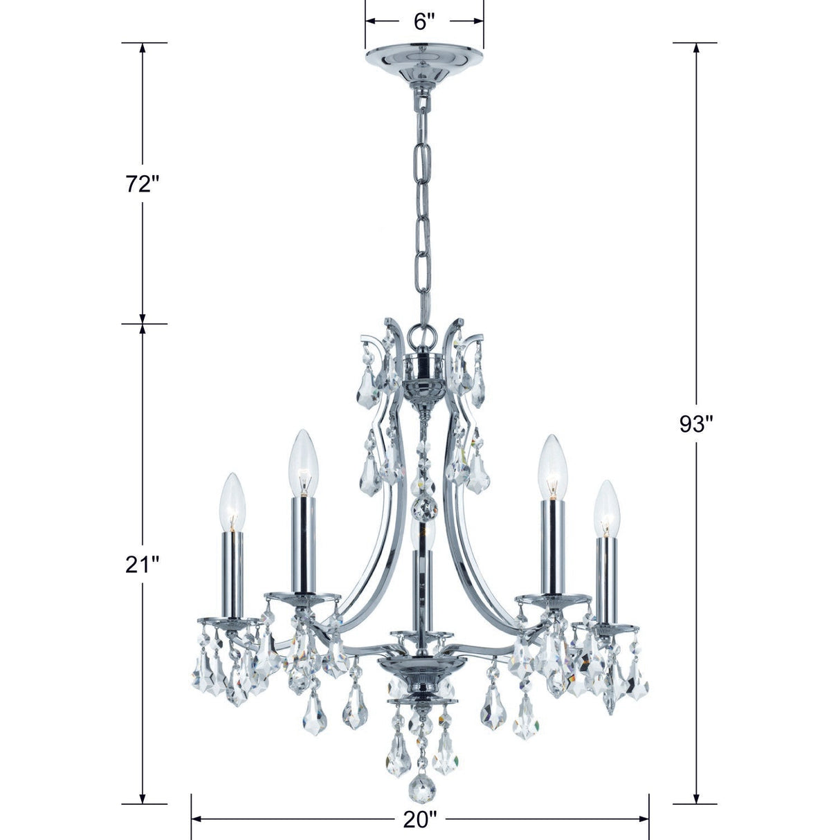 Cedar 5 Light Polished Chrome Chandelier 5935-CH-CL-MWP