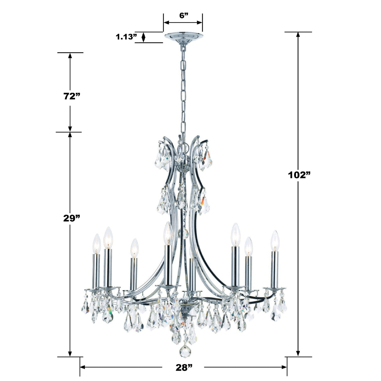 Cedar 8 Light Polished Chrome Chandelier 5938-CH-CL-MWP