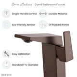 Carre Single Hole, Single-Handle, High Arc Bathroom Faucet in Oil Rubbed Bronze