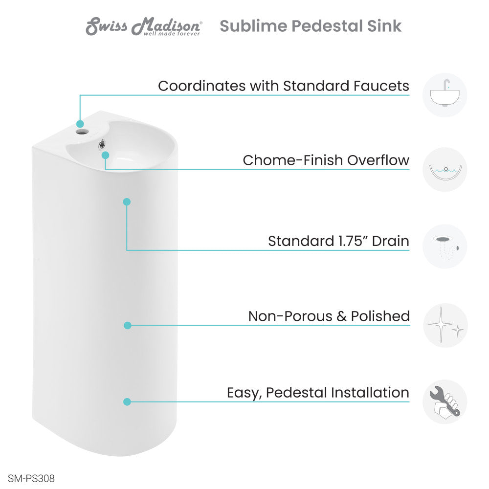 Sublime Rounded Basin Pedestal sink