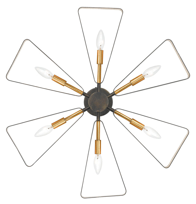 Luna 6 Light English Bronze + Antique Gold Chandelier 596-EB-GA