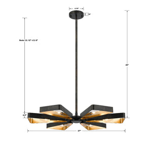 Luna 6 Light English Bronze + Antique Gold Chandelier 596-EB-GA